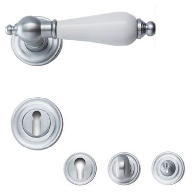Ghidini R039 Oscar mattchrom weiß BB/PZ/WC Türdrücker Rosette Türbeschlag