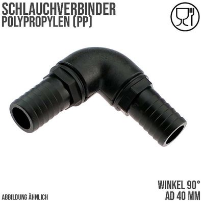 40 mm Winkel 90° Schlauch Verbinder 2-fach Stutzen Tülle Pool Teich Garten schwarz