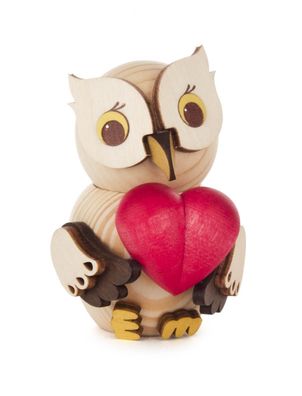 Miniatur Mini-Eule mit Herz neu 5x7x6cm Kauz Liebeseule Geschenkeule Glück