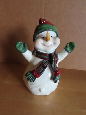 Figur Schneemann rot grüne Mütze Schal Seneca ca. 13,5 cm H