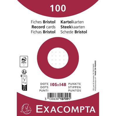 Karteikarten A6 dots 100St/Pkg weiß