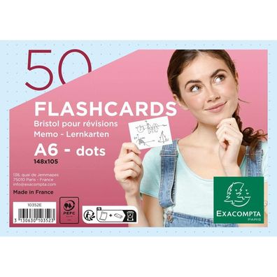Flashcards A6 dot 50St/Pk blau