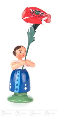Ostern &amp; Frühjahr Blumenmädchen mit Mohnblume H=ca 11 cm NEU Erzgebirge