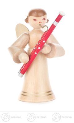 Engel mit Fagott, langer Rock, natur H=ca 6 cm NEU Weihnachtsfigur Holzfigur