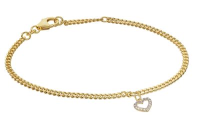 trendor Schmuck Mädchen-Armband mit Herz 925 Silber Vergoldet Zirkonia 21664