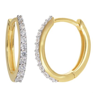 trendor Schmuck Damen-Ohrringe Gold 333/8K Klapp-Creolen mit Zirkonia 21653