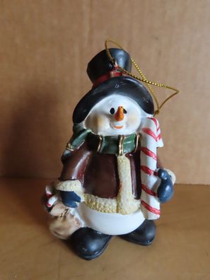 Figur Schneemann mit Sack Zuckerstange Zylinder ca.9 cm H
