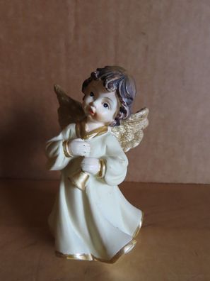 Figur Engel mit Glocke in der Hand helles Kleid ca.7,9 cm H