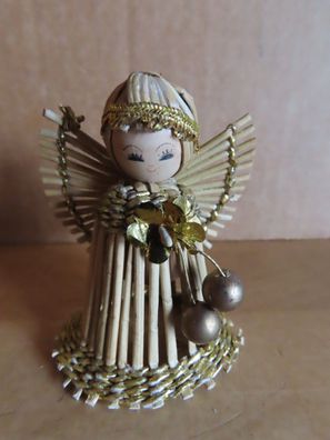Figur Engel Stroh und Holz ca. 6 cm H