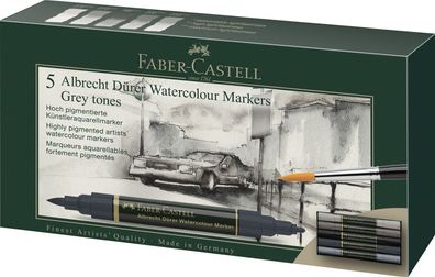 FABER-CASTELL - Aquarellmarker Albrecht Dürer 5er Etui, "Grautöne"