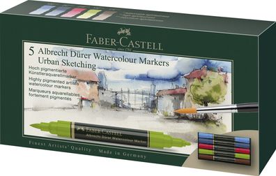 FABER-CASTELL - Aquarellmarker Albrecht Dürer 5er Etui, "Urban Sketching"