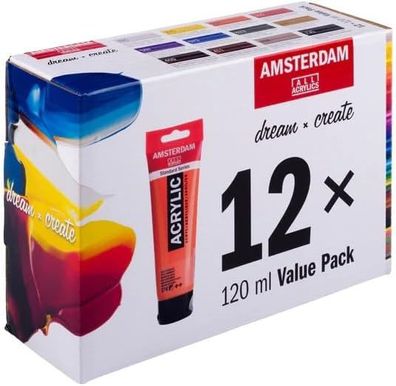 Amsterdam Talens Acryl Standard Series Acrylfarbe Probierset | 12 x 120 ml