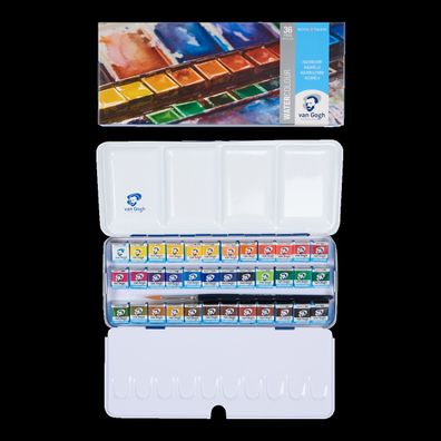Van Gogh Aquarell-Set im Metallkasten mit 36 Farben in halbe Näpfchen + 1 Pinsel