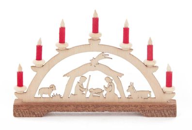 Mini-Schwibbogen Christi Geburt, rote Kerzen BxHxT 70x45x10mm NEU Lichterbogen