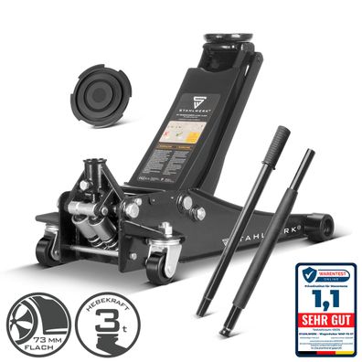 Stahlwerk Wagenheber 3 Tonnen 73-500mm extraflacher hydraulischer Rangierwagenheber