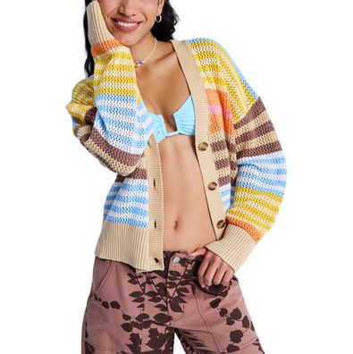 ROXY Women Strickjacke Cardigan Cosmic Coast Stripes coconut milk horizon prism str