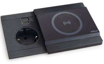 Einbausteckdose Circle80 DISQ Küchensteckdose Qi-Ladestation kabellos USB A/C