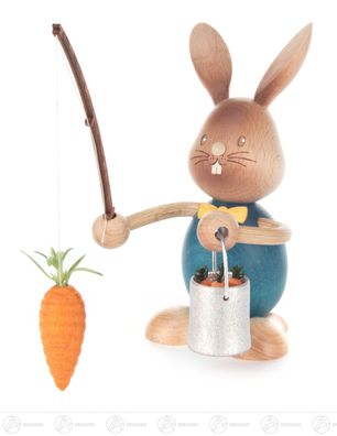 Hase "Stupsi" Möhrenangler H=ca 13,5 cm NEU Erzgebirge Osterhase Osterdeko