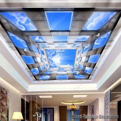 Deckenfototapete Himmel Blau Wolken 3D Wandbild Wohnzimmer 9228