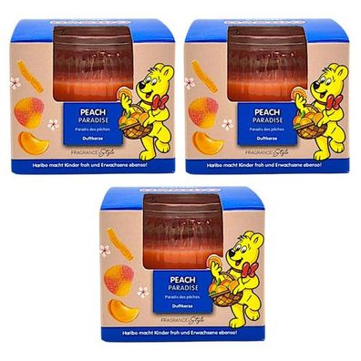 Haribo Duftkerze Peach Paradise Fruchtig 3x85g Set süße Duftmomente