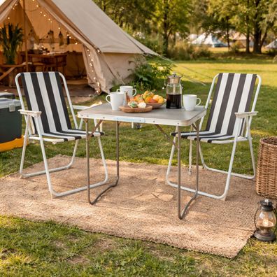 3tlg Outdoormöbel Campingmöbel Aluminium Campingtisch Campingstuhl L70xB50xH59cm