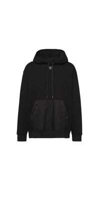 Prada Kapuzenpullover Baumwollfleece Schwarz Herren