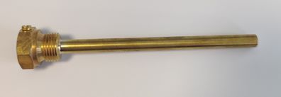 Messing Tauchhülse / Schutzrohr L= 170 mm Ø 10 mm AG 1/2 Zoll DN 15