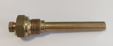 Messing Tauchhülse / Schutzrohr L=120 mm Ø 12 mm AG 1/2 Zoll DN 15