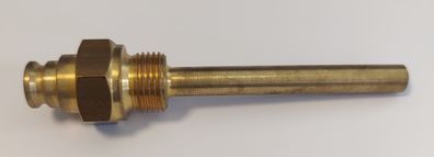 Messing Tauchhülse/Schutzrohr L=130 mm Ø 10 mm AG 1/2 Zoll DN 15