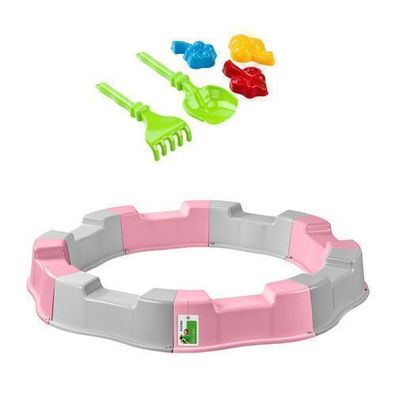 PAFEN Sandkasten Kunststoff Ø 160 Sandbox Rund 5 Sandspielzeug Grau/ Pink