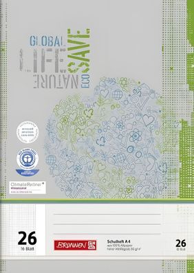 Brunnen Schulheft A4 Lineatur 26 16 Blatt Recyclingpapier 104412601