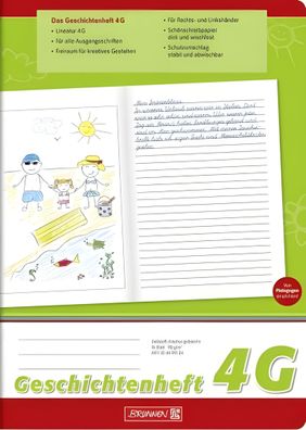 Brunnen Geschichtenheft A4 Lineatur 4G 16 Blatt 104499104