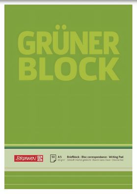 Brunnen Briefblock A5 60g Grün kariert Lineatur 10 52437