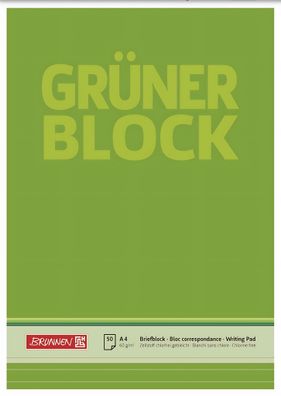 Brunnen Briefblock A4 60g Grün kariert Lineatur 10 52637