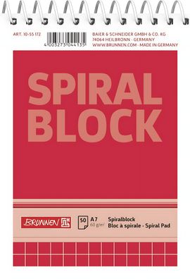 Brunnen Spiralnotizblock A7 kariert 50 Blatt 1055172