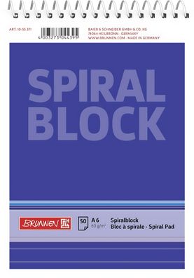 Brunnen Spiralnotizblock A6 liniert 50 Blatt 1055371