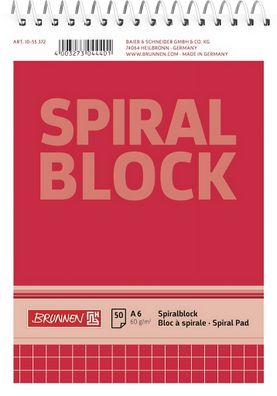 Brunnen Spiralnotizblock A6 kariert 50 Blatt 1055372
