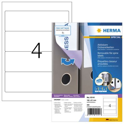 Herma Ordnerrückenschilder ablösbar 192 x 61 mm weiss 100 Bl 400 Etik