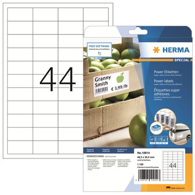 Herma Etiketten stark haftend 48,3 x 25,4 mm weiss 25 Bl 1100 Etik