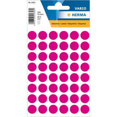 Herma Farbpunkte permanent Ø 13 mm pink 240 Etik. Handbeschriftung