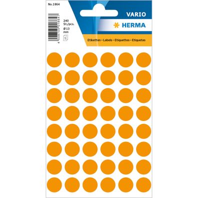 HERMA Markierungspunkt VARIO 13mm Papier leuchtorange 240 Etik./Pack