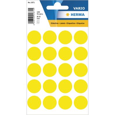 HERMA Markierungspunkt VARIO 19mm Papier gelb 100 Etik./Pack