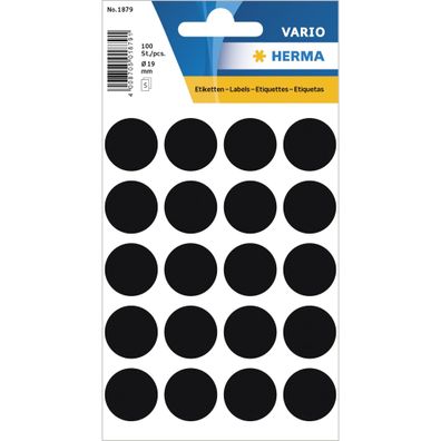 HERMA Markierungspunkt VARIO 19mm Papier schwarz 100 Etik./Pack