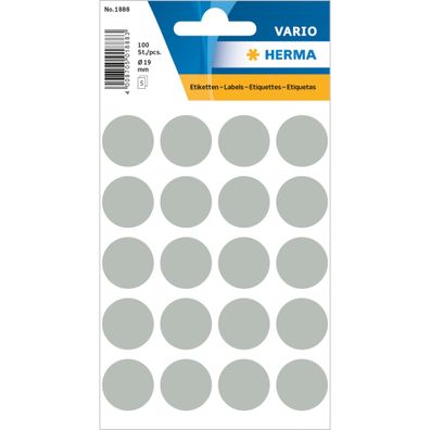 Herma Farbpunkte permanent Ø 19 mm grau 100 Etik. Handbeschriftung