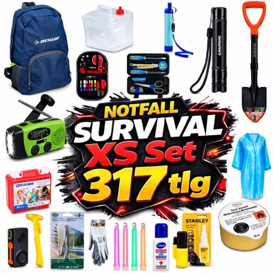 Survival Ausrüstung 317tlg Kit Notfallausrüstung Notfallrucksack Notfall Outdoor XS