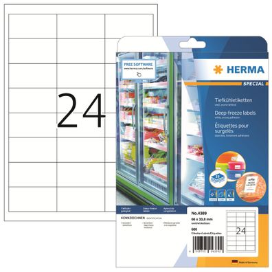 Tiefkühletiketten permanent haftend 66 x 33,8 mm weiss 25 Bl 600 Etik