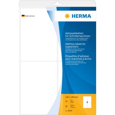 Herma Etiketten Adressen permanent 102 x 148 mm weiss 20 Bl 80 Etik