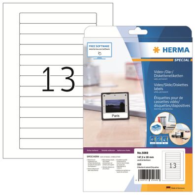 HERMA Videoetikett 147,3 x 20 mm (B x H) Papier weiß 325 Etik./Pack