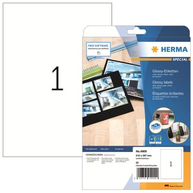 Herma Etiketten permanent 210 x 297 mm weiss Hochglanz 25 Bl 25 Etik