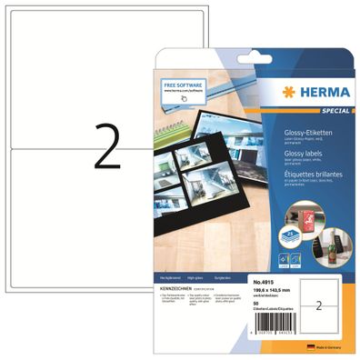 Herma Etiketten permanent 199,6 x 143,5 mm weiss Hochglanz 25 Bl 50 Et